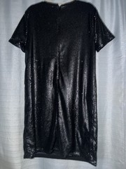 Gap Black Sequin Shift Dress Knee Length Round Neck Short Sleeve Size 8