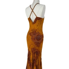 Custom Hand Beaded Chiffon Dress Maxi Gown Handkerchief Hem Open Back Dress