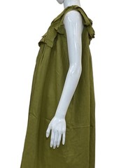 Doen Women&rsquo;s Ruffle Solid Penelope Verbena Ramie Long Midi Maxi Gown Dress S