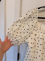 THINGS BETWEEN ZOE POLKA DOT MINI PUFF SLEEVE BABYDOLL DRESS SZ M NWOT