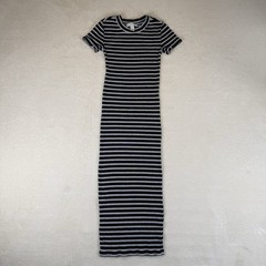 Forever 21 Midi Dress Size S Striped Stretchy Knit Bodycon Short Sleeves
