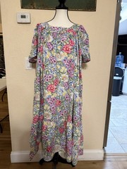 VTG Jennifer Moore Floral Lounge Patio Dress Cottage Core Romantic Large Maxi