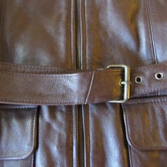 Vintage Leather Vest Mini Dress Otello Pelle Lined With Belt Zip M Long 8 10