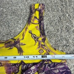 Jean Paul Gaultier Soleil Mesh Dress Large Vintage Yellow Purple Ruffle Y2K 90s
