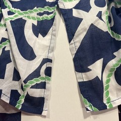 Mud Pie Dress Womens Medium Ruffle V-Neck 3/4 Sleeve Navy Anchors Beachy Preppy