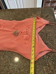 Y2K Fairy Prom Glamour 100% Silk Hand-Beaded Gown – Peach Pink Asymmetric S Mid