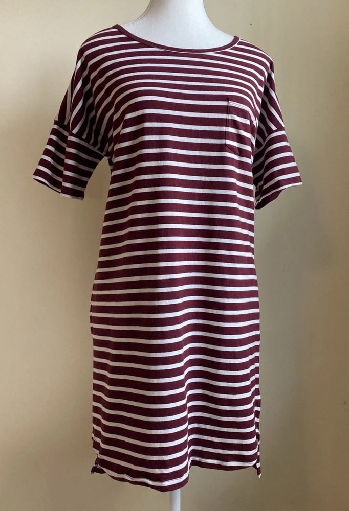Express Women&rsquo;s M Dress T-Shirt Style Short Red White Stripe Patriotic Nautical