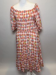 Pixar Ratatouille Remy Gingham Smocked Off-Shoulder Midi Dress Women&rsquo;s XL