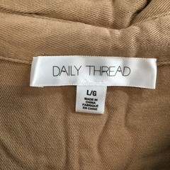 Daily Thread Shirt Mini Dress Womens L Ruffle Short Sleeve Button Front Beige