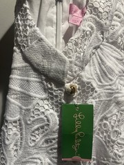 Lilly Pulitzer Alexa Shift Dress White Under The Sea Lace Gold Buttons Size8 NEW