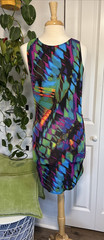 Y2K Eien USA Open Back Bodycon Dress Neon Abstract Club Kid Rave Small