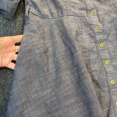 Sharagano Womens 10 Gray Cuffed Half Sleeve Button Down Shirt Dress Pockets
