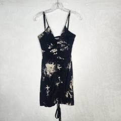 Capsule Womens Dress S Black Tie Dye Sleeveless Ruched Mini V-neck