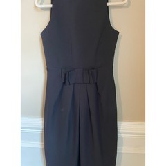 Tuckernuck Claudia Black High Neck Open Back Bow Front Sheath Dress Size L NWT