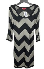 LIV Women&rsquo;s Sweater Black Gray Chevron Dress Size S