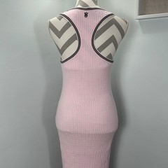 VICTORIAS SECRET Luxe Pink Ribbed Cable Knit Racerback Maxi Slip Dress L