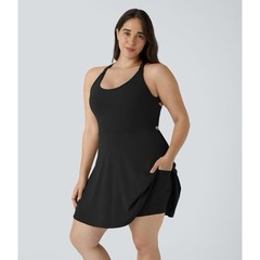 Halara Backless Cut Out Twisted Side Pocket 2-in-1 Mini Barre Ballet Dance Dress
