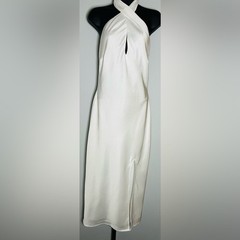 Lulus Beyond Classy White Satin Halter Midi Dress by Lulus Size Medium New NWT