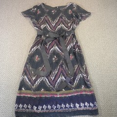 Karin Stevens Womens 8 Multicolor Geometric Chiffon Fit & Flare Zip Dress