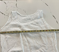 Made in Italy 100% Linen Womens Sheer Tank Dress L Ruched Side Coastal Resort