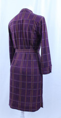 Donna Morgan Dress Purple Yellow Plaid Chest Pockets Waist Tie Buttons Sz 4