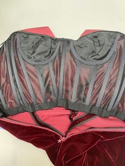 Mugler Womens Satin Trimmed Velvet Strapless Mini Dress Size XXS/IT 36 Blood Red