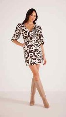 NEW MinkPink $ 149.00 Joan Puff Sleeve Mini Dress Back Zip Belted Pocket Size XS