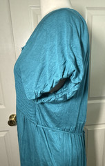MM Plus MM+ Smocked Top Full Swing Turquoise Green Dress Sz 1X Made in USA