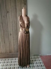 GUCCI INFAMOUS runway Liquid Gold DRESS WITH BELT SIZE IT40 Vintage Collectables