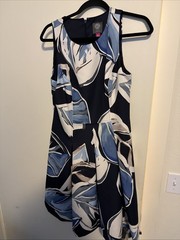 Vince Camuto Navy Floral Scuba Crepe Sheath Wedding Guest Dress Size 12 NWT