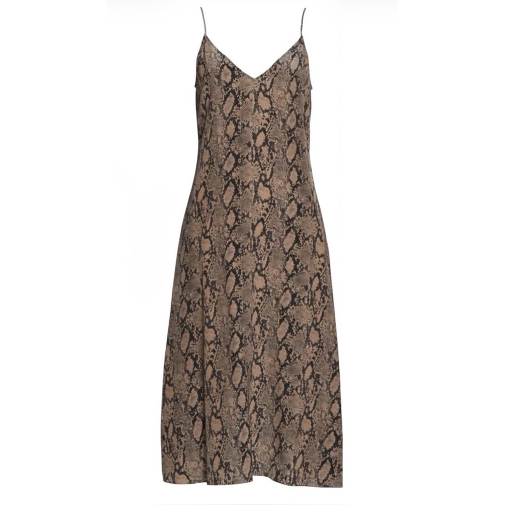 Frame Silk Python Printed Slip Dress Chocolate Multi