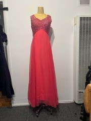 Vintage Pink Sequin Bodice Chiffon Gown