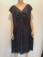 Vintage 1980s Sleeveless Black Satin & Lace Dress Plus Size 18