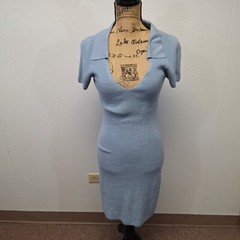 Freshman 1996 Knitted Rayon Dress Short Sleeve Stretchy Blue Women&rsquo;s Size L NWT
