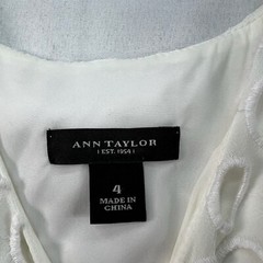 Ann Taylor Dress Womens Size 4 White Sleeveless Circles Side Zipper Stretch