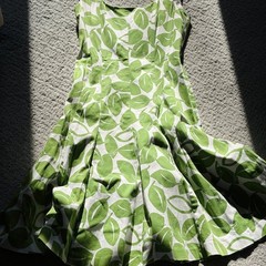 Nine West Corseted Coquette Cottagecore Leaf Print Size 2 Cotton Dress