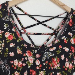Midnight Hour Moth to the Flame Criss Cross Skater Dress M Boho Whimsigoth