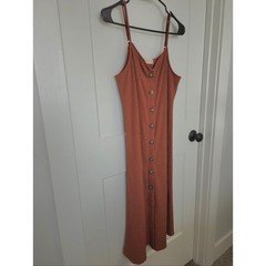 NWT. Altar&rsquo;d State Rust Brown Ribbed Button-Front Midi Dress. Size M. #SW