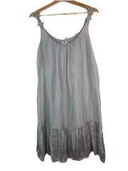 Tempo Paris Women&rsquo;s S Gray Silk Viscose Floral Strap Slip Dress Made in Italy