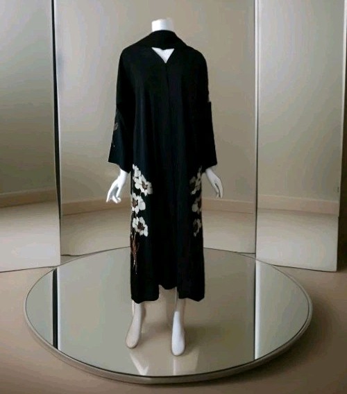 Women Dubai Black Abaya Formal Wear Embroidered Front Button Closure USA Seller
