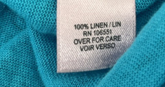 Calypso 100% Linen Maxi Dress Cover Up Knit Size Small Turquoise Scoop Neck Tank
