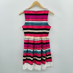 Bailey Blue Womens Size Small Striped Sleeveless A Line Pleated Dress Cotton