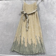 Jeanne Marc Dress Women&rsquo;s Small 8 10 Maxi Sleeveless Yoryu Belted Cream Green