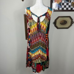 Sacred Threads Patchwork Mini Dress – SIZE S/M Boho Colorful Summer Vacation