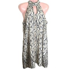 Mittoshop Women&rsquo;s Size S Snake Skin Halter Dress Beige Reputation Aesthetic