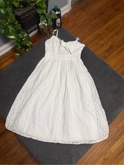 MICHAEL Michael Kors White Eyelet Tie Front Cutout Midi Dress Size 2