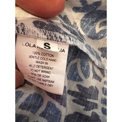 Lola Australia Blue White Pineapple Print Tiered Midi Tunic Dress Bell Sleeve Sm