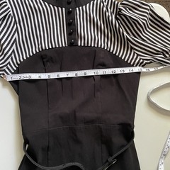 NWT Collectif Zelda Pencil Dress 6 Black White Striped Belted Retro Halloween