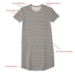 Member&rsquo;s Mark Women&rsquo;s Sandwash Short Sleeve Mini Dress Size M Black/Tan Stripe
