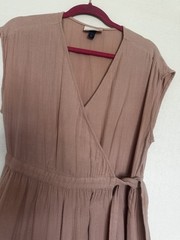 Universal Thread Midi Dress Tiered Wrap 💯% Cotton S Blush Nude Pink Boho